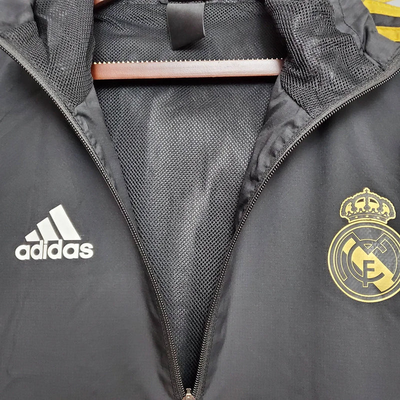 2021 Real Madrid Jersey Windbreaker Black(White-Yellow Edge)