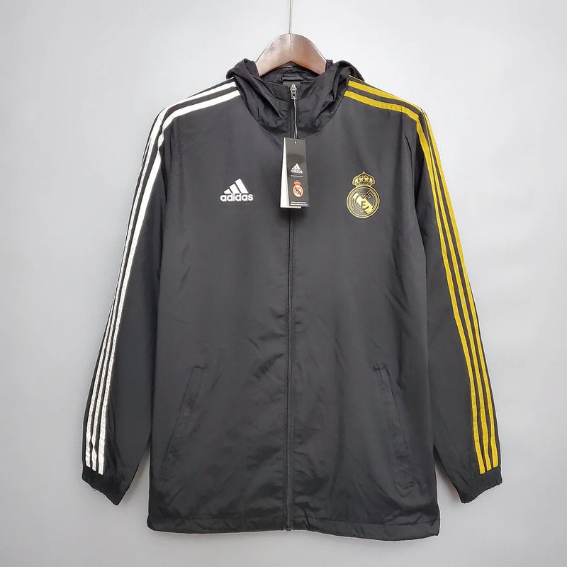 2021 Real Madrid Jersey Windbreaker Black(White-Yellow Edge)