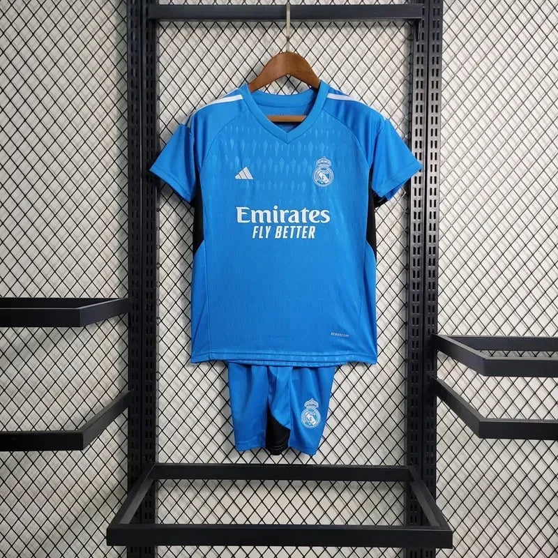 2023/2024 Real Madrid Blue Goalkeeper Football Shirt Kids Size