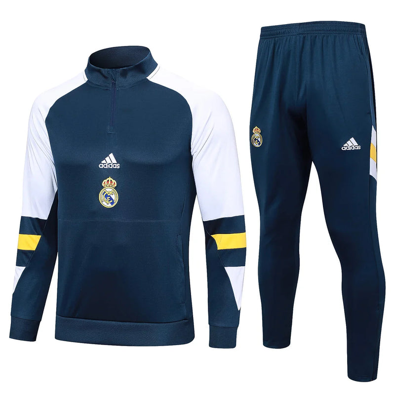 2023/2024 Real Madrid Half-Pull Training Suit Blue-White Football Shirt 1:1 Thai Quality