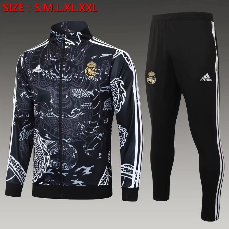 2023/2024 Real Madrid Long Zipped Jacket Black Football Shirt 1:1 Thai Quality