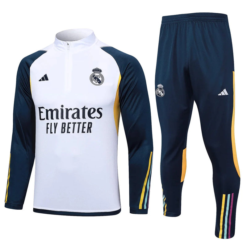 2023/2024 Real Madrid Half-Pull Training Suit White Football Shirt 1:1 Thai Quality